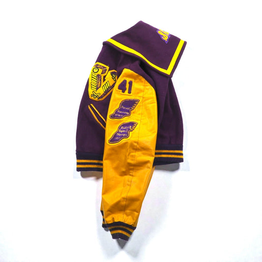 BELL'S SPORTING GOODS 70s USA Vintageスタジャンレタード Varsity Jacket XL ウール 袖PUレザー セーラーカラー ワッペン 短丈 70年代 USA製