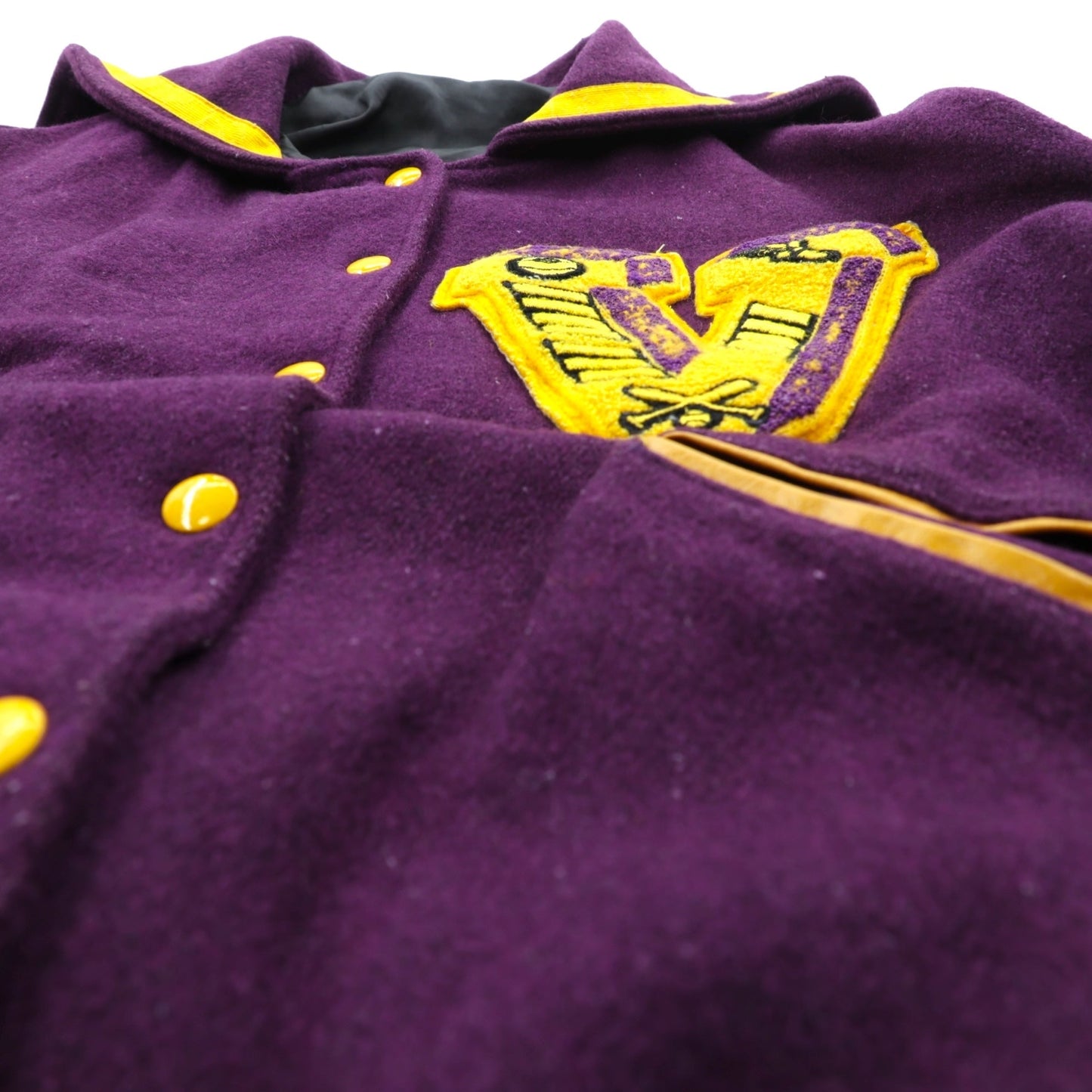 BELL'S SPORTING GOODS 70s USA Vintageスタジャンレタード Varsity Jacket XL ウール 袖PUレザー セーラーカラー ワッペン 短丈 70年代 USA製