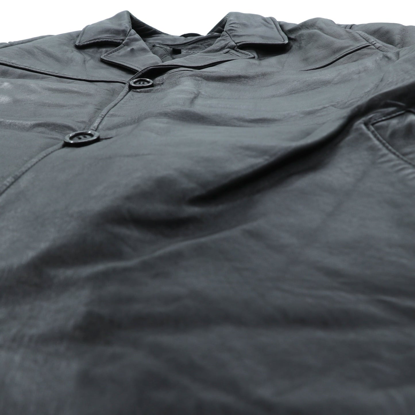 Action 90s Vintage Black Leather 3B カーコート レザー コート L キルティングライナー 着脱式 THE OLDE HIDE HOUSE