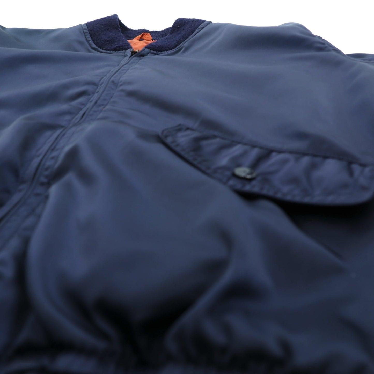 Vintage 80s MA-1 Bomber Jacket フライトジャケット M ネイビー ナイロン 棒TALON 80年代