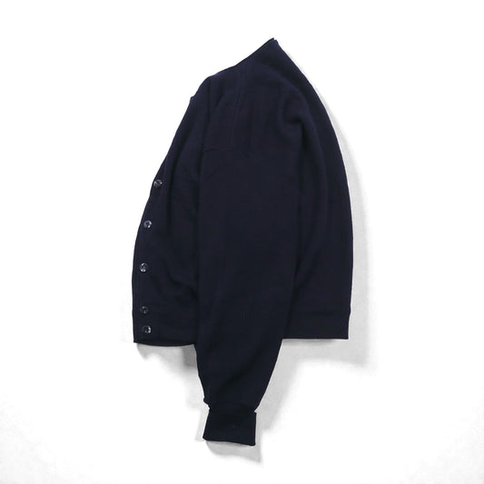 chabala 80s France Vintage Knitwear Vネック ニット カーディガン L ネイビー フランス製