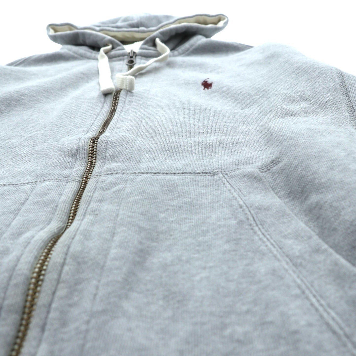 Polo Ralph Lauren 90年代 リバースウィーブ ジップパーカー M グレー スモールポニー刺繍 サーマル裏地