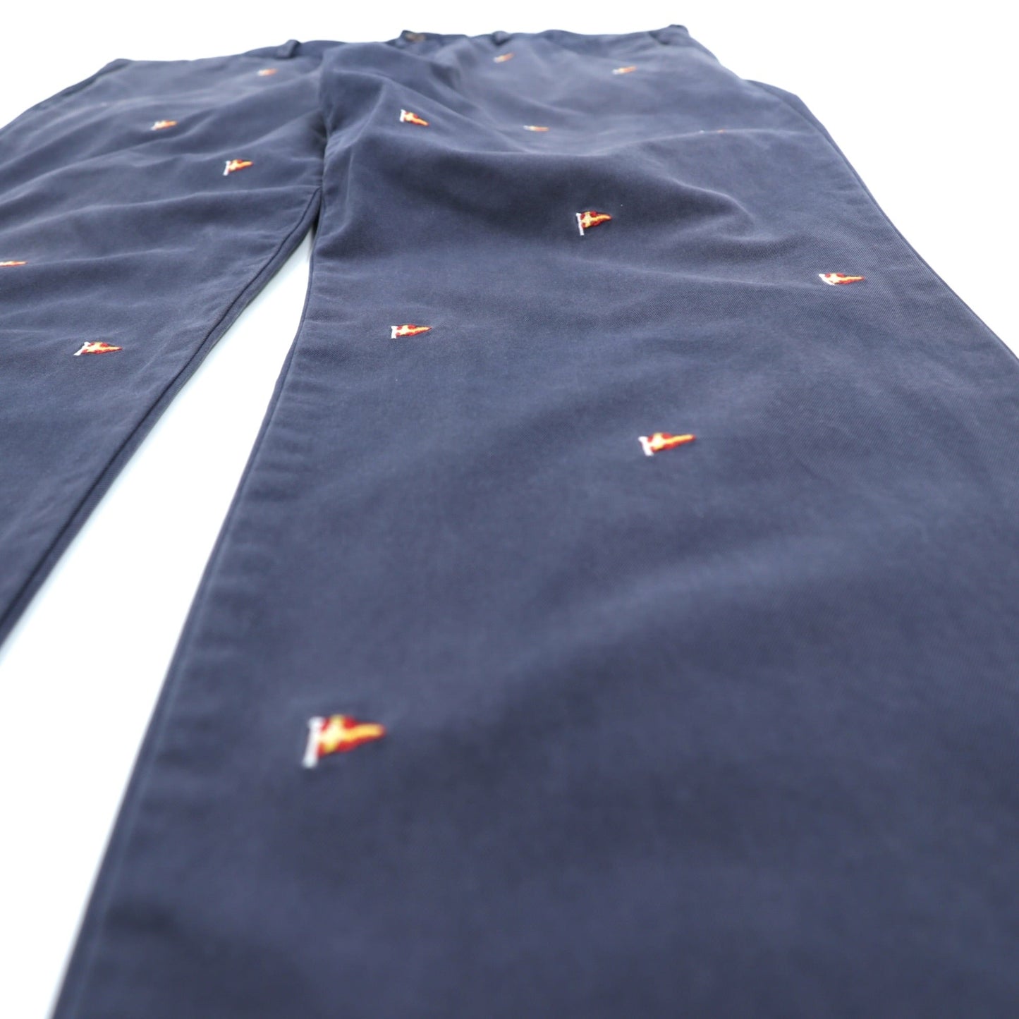 Polo Ralph Lauren チノパンツ ワークパンツ L ネイビー 総柄 フラッグ 刺繍 SLIM FIT