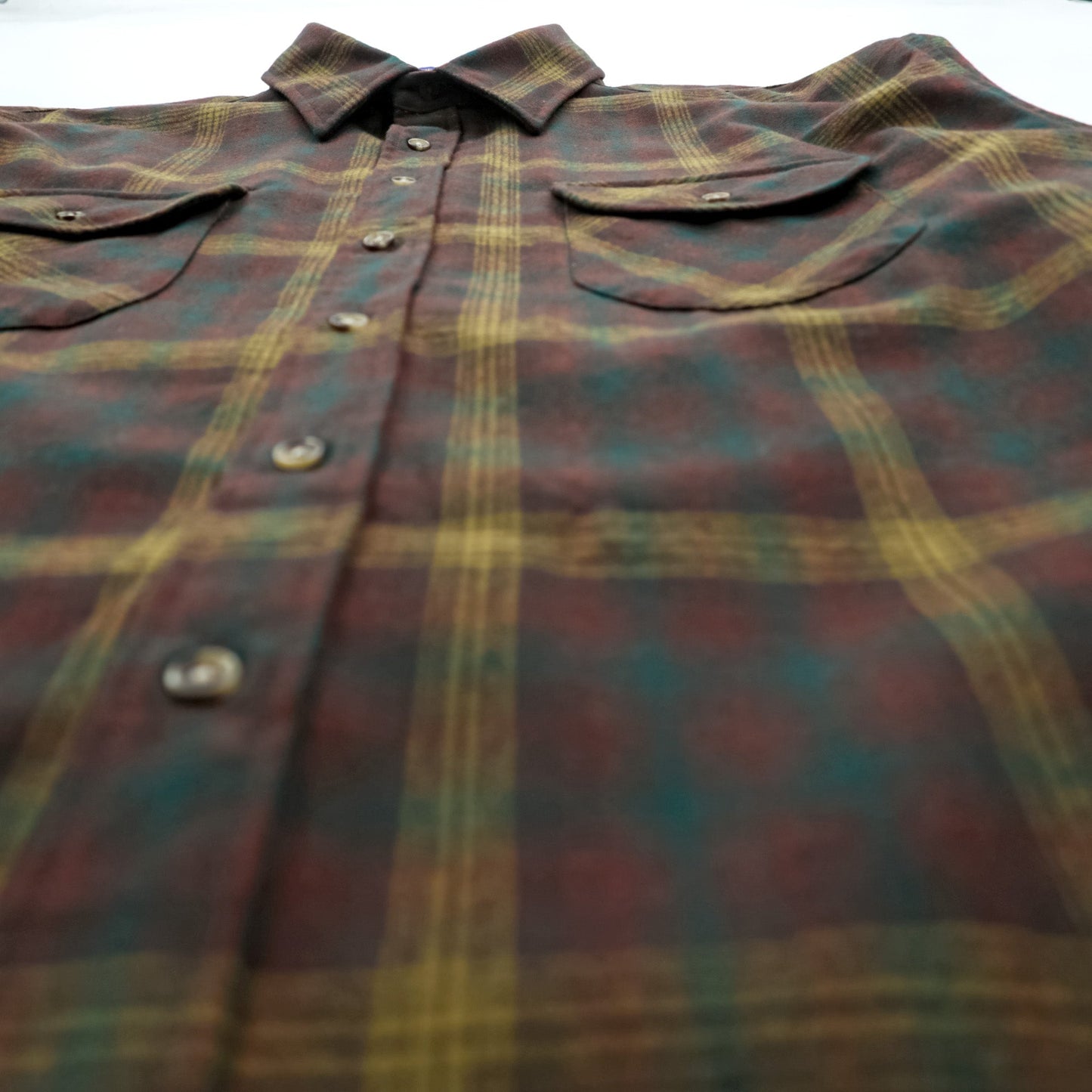 PENDLETON フランネルシャツ 長袖 ウールシャツ XL チェック グリーン FIELD SHIRT USA VIRGIN WOOL 胸ポケット