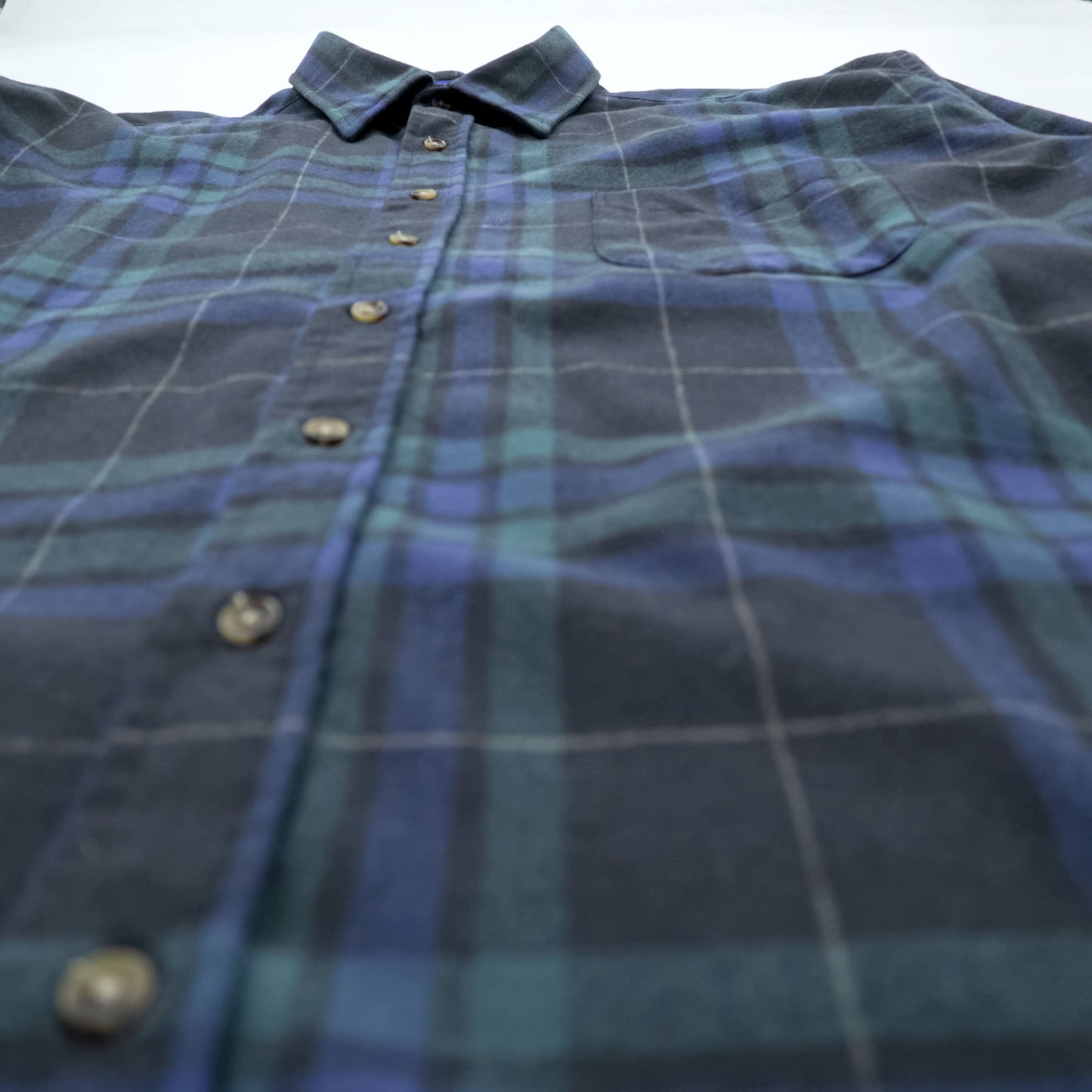 PENDLETON フランネルシャツ 長袖ウールシャツ XL グリーン チェック 胸ポケット LODGE SHIRT WASHABLE WOOL