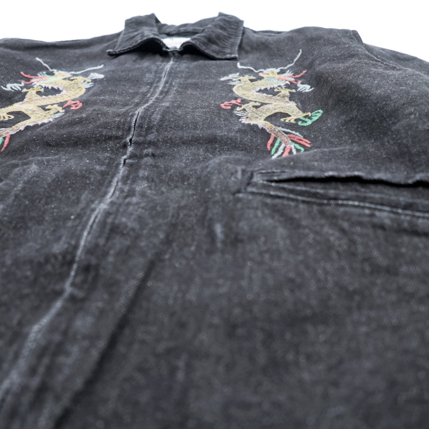 HOUSTON デニム ベトジャン スーベニアジャケット M ブラック 龍 刺繍 Bienhoa 1969-70 51480