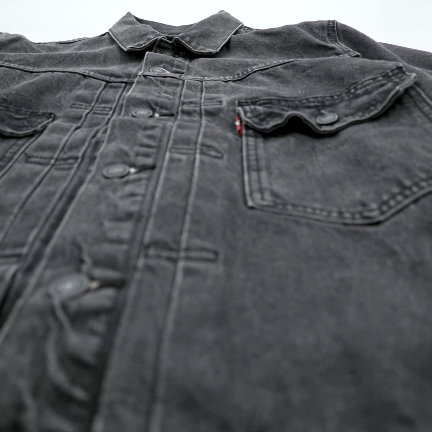 Levi's 2ndタイプ トラッカージャケット デニムジャケット Gジャン M ブラック タック プリーツ RELAXED TYPE 2 A7632-0002