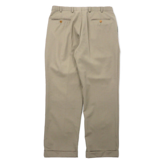 346 BROOKS BROTHERS 2タック ワイド スラックスパンツ 36 ベージュ ウール MADISON FIT