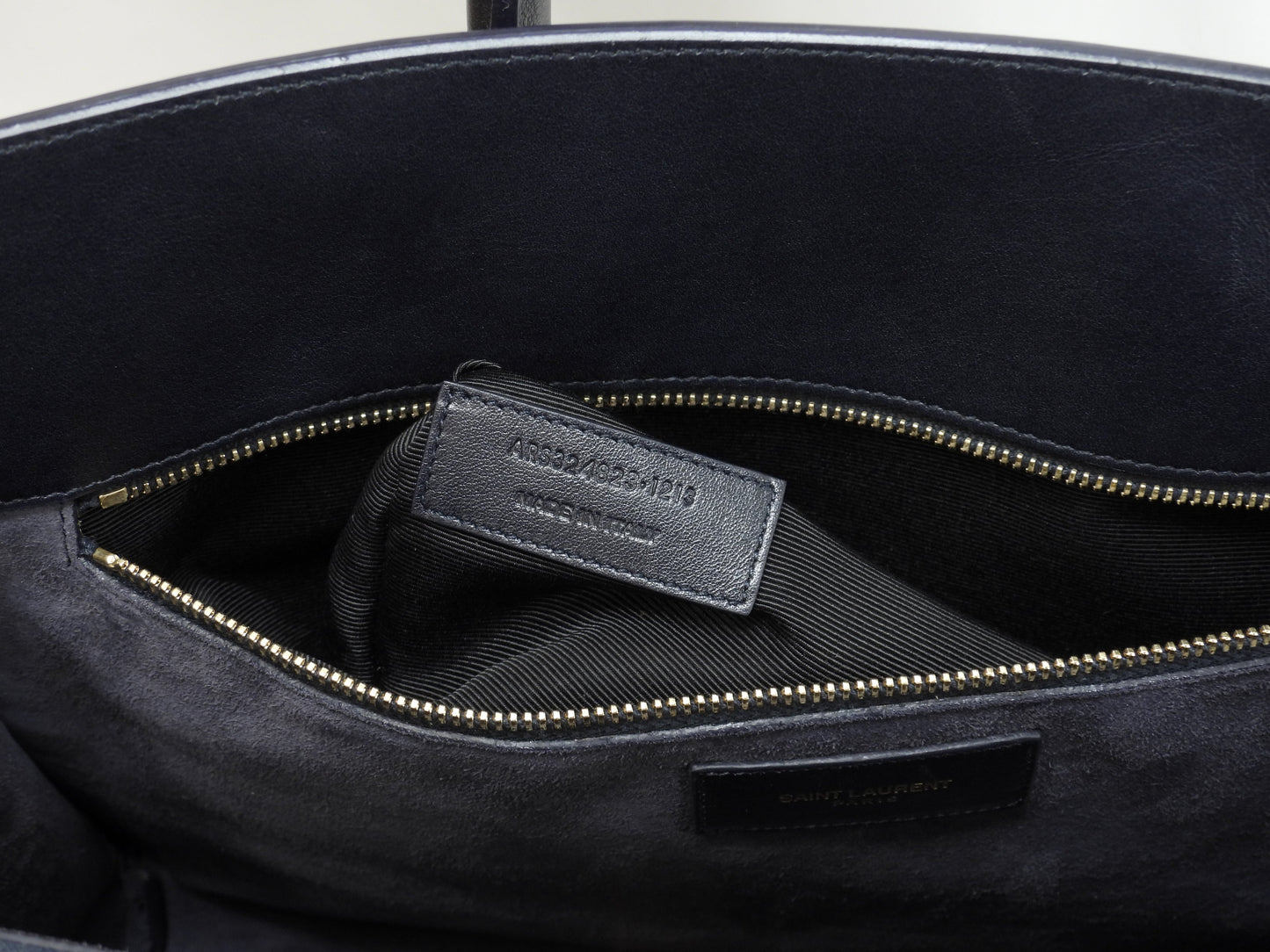サンローラン サックドジュール YSL レザー濃紺 トートバッグ ハンドバッグ 美品@ 90