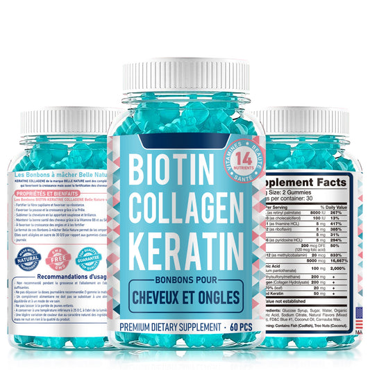 Biotin Collagen Gummies | 5000mcg + Hydrolyzed Collagen | Hair Nail Skin