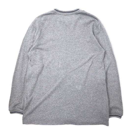 CHAPS RALPH LAUREN 90年代 Vネック ロングスリーブ Tシャツ ロンT L グレー コットン ワンポイントロゴ刺繍