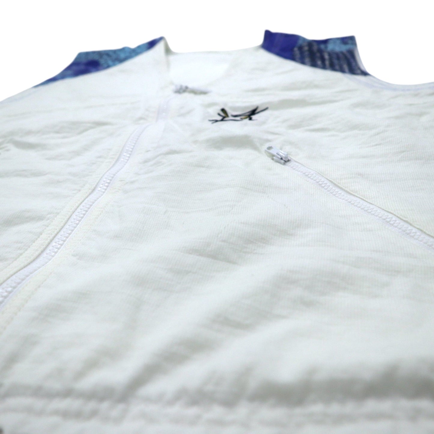 adidas 90年代 銀タグ ジップアップ テック ベスト XL ホワイト ポリエステル 中国漢文