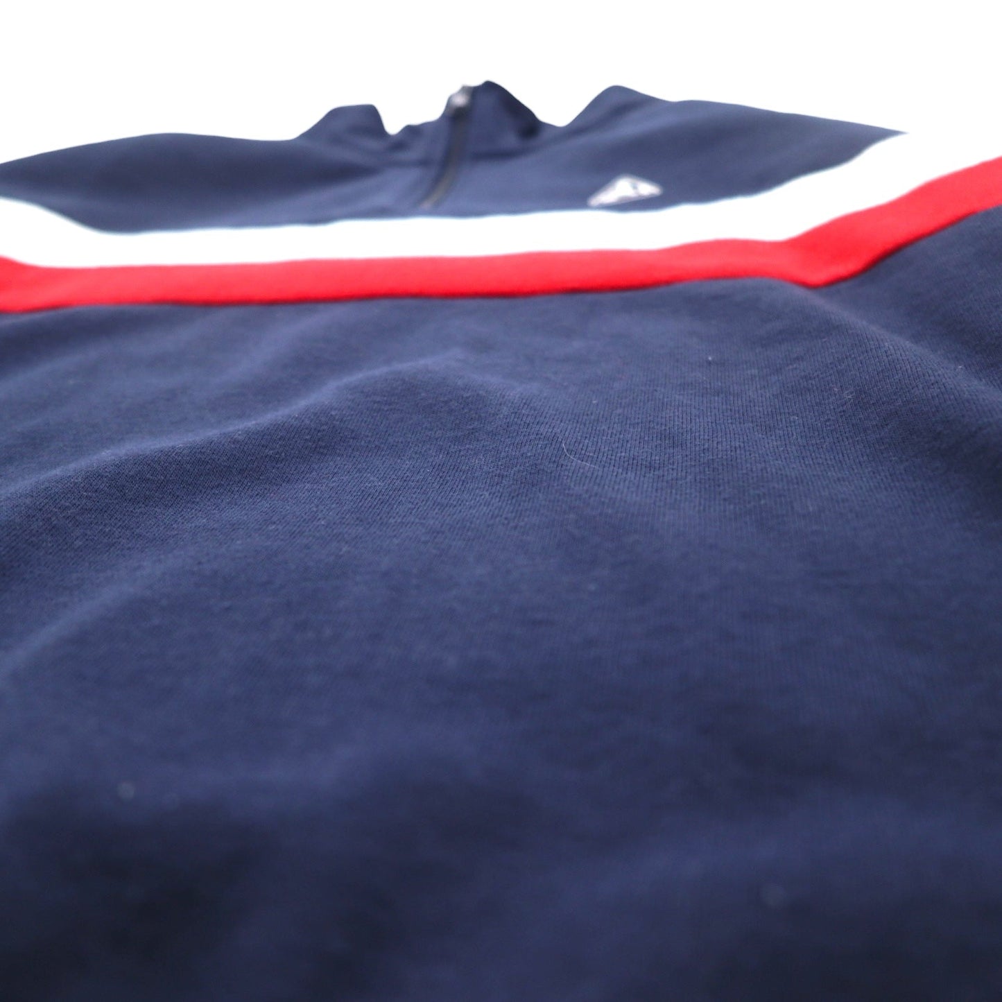 PLENTY TOUGH SPORT 90s Half-Zip Sweatshirt, Size M, Navy, Tricolor, Fleece-Lined, Tape Logo
