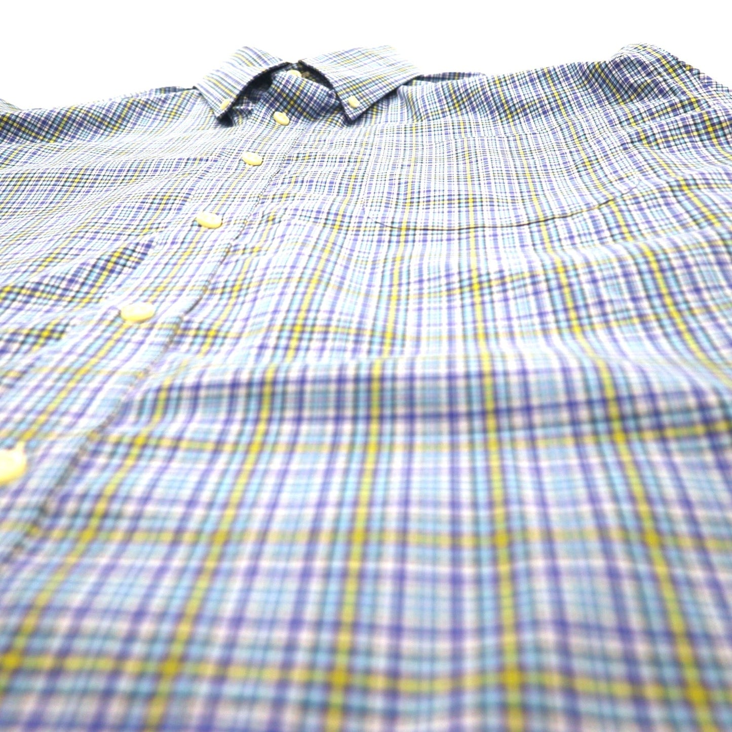 LAUREN RALPH LAUREN ボタンダウンシャツ XL ブルー コットン チェック CLASSIC FIT STRETCH NON IRON