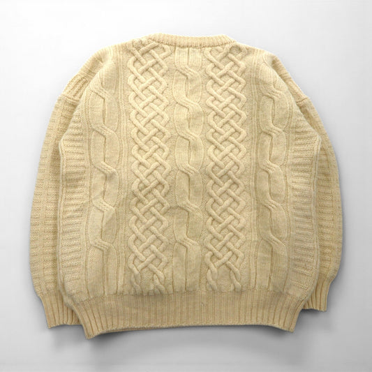 90s Ireland Vintage Fisherman Knit アイルランド製 90年代 フィッシャーマン アランニット セーター XL 生成り ウール ケーブル編み BLARNEY WOOLEN MILLS