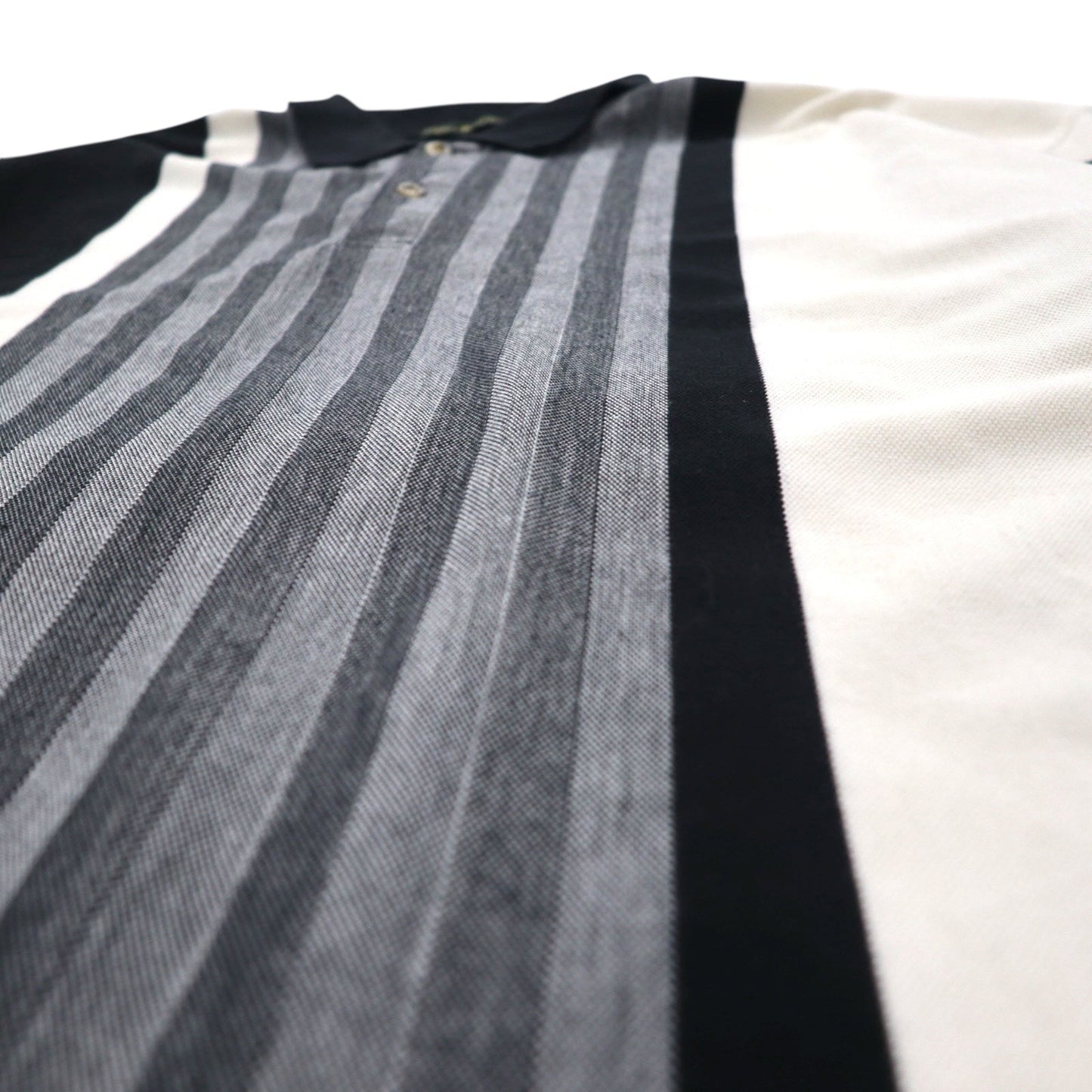 90s Knight of Round Table Crazy Pattern Polo Shirt, Monochrome, Cotton, Size 4XL