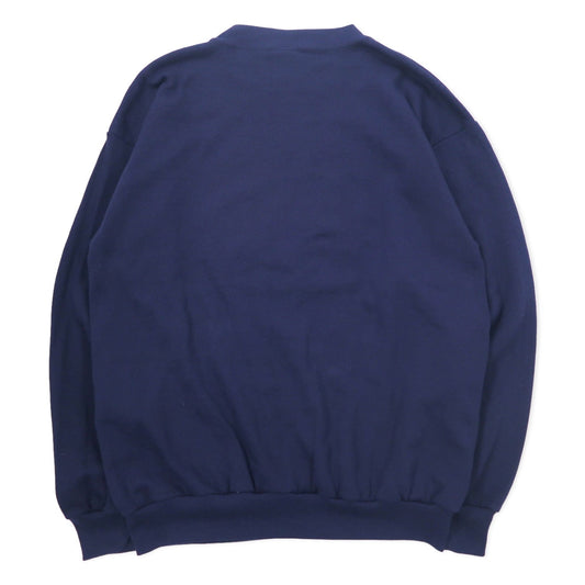 COTTON GROVE USA Made 90s College Print Sweatshirt, Size L, Navy, WISCONSIN