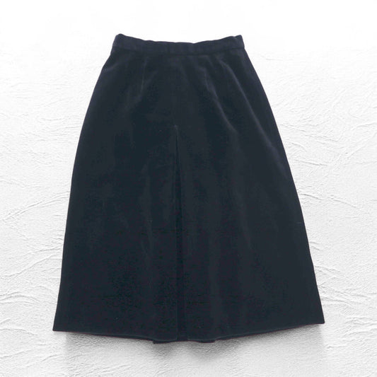 BURBERRYS Old Velour Flare Skirt, Size S, Black, Cotton, Made in Japan