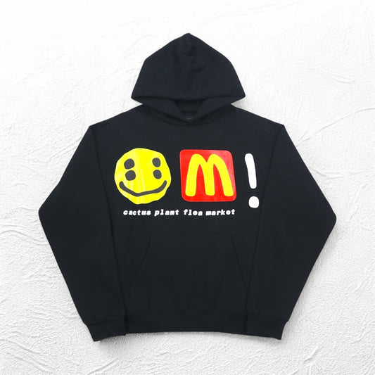 CACTUS PLANT FLEA MARKET x McDonald's Foam Print Heavyweight Hoodie CPFM Icons! Hoodie, Size M, Black, Fleece-Lined, 2022 Autumn/Winter Collection