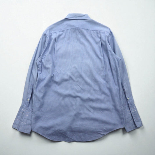 BURBERRY 日本製 ドレス シャツ XL ブルー CLUB COLLECTION カフスホール 胸ポケット