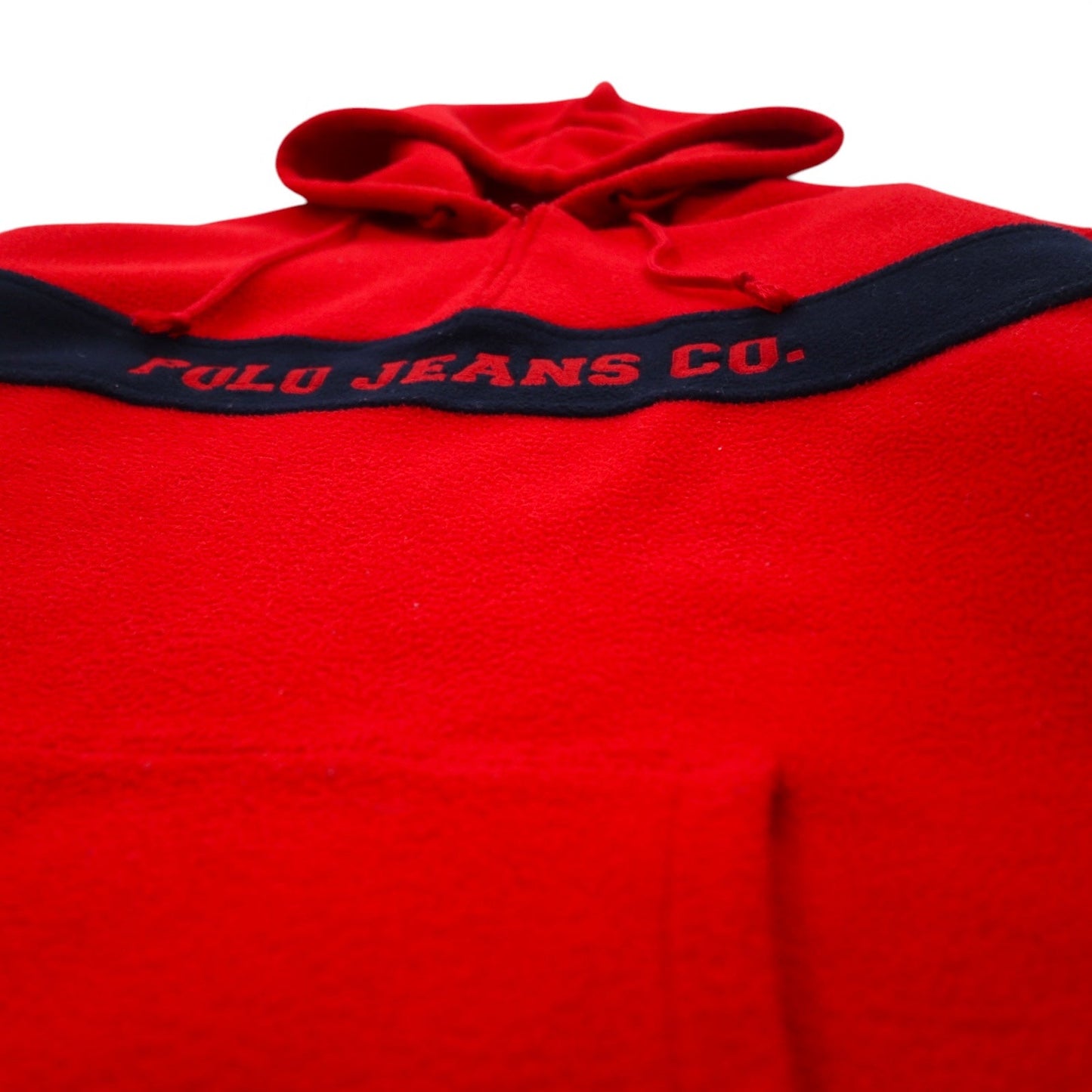 POLO JEANS CO. RALPH LAUREN 90s Fleece Half-Zip Hoodie, XL, Red, Polyester, Logo