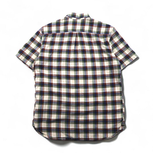 Barbour 半袖 ボタンダウンシャツ M ブラウン チェック コットン MSH5151BE11 ポルトガル製