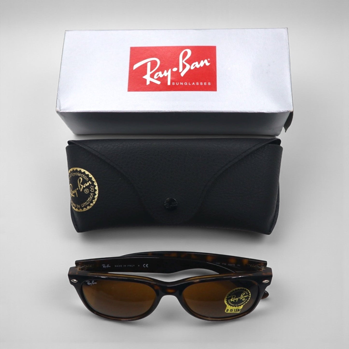 Ray-Ban ニューウェイファーラー NEW WAYFARER ウェリントン サングラス RB2132 710 55-18 3N ベッコウ イタリア製 未使用品