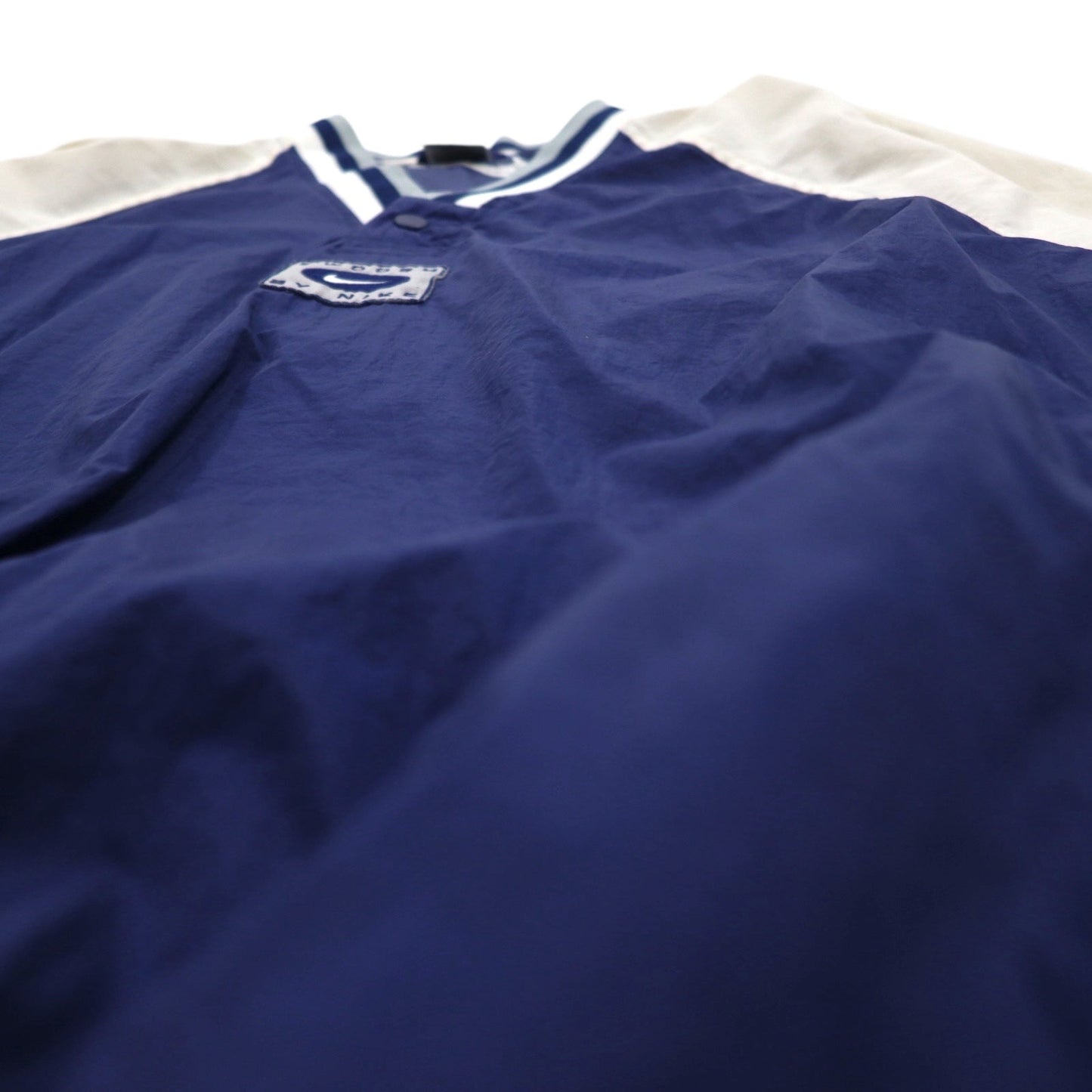 NIKE 90s Silver Tag Ribbed Piste Pullover Nylon Jacket, Size L, Navy with Swoosh