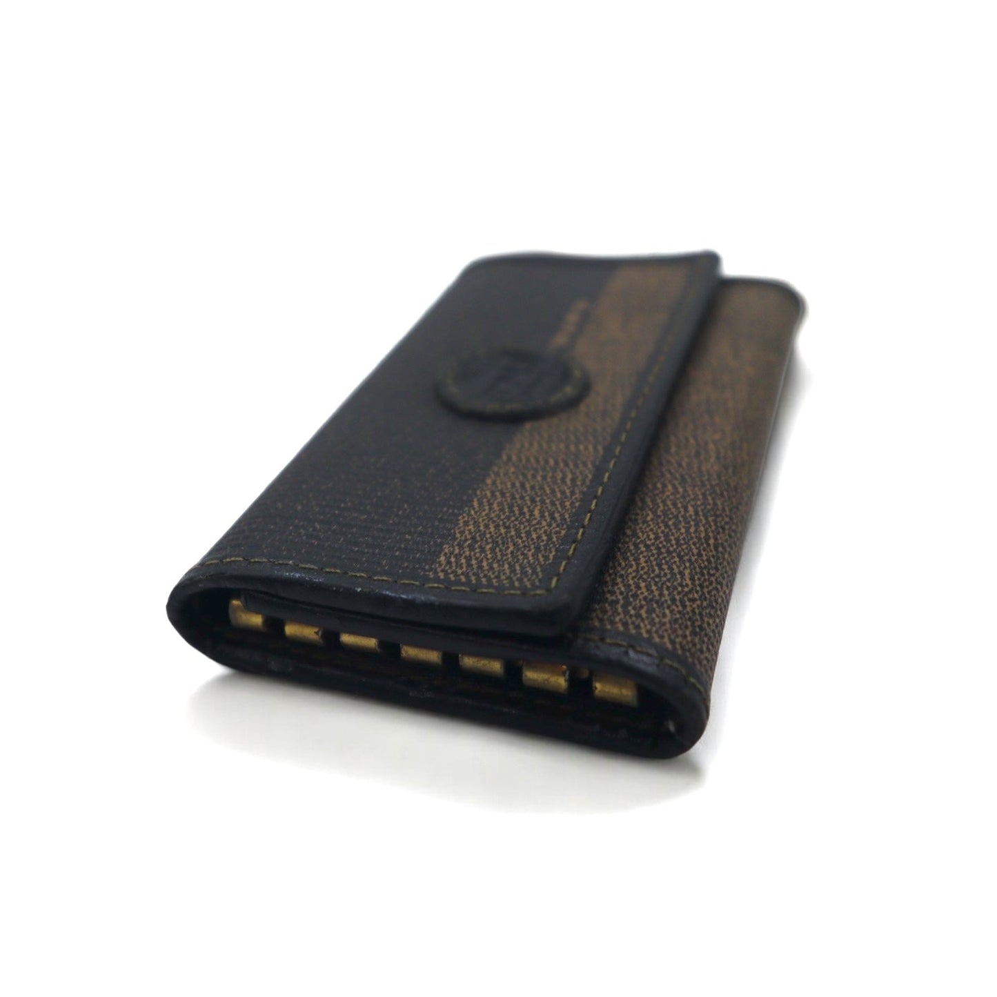 FENDI Made in Italy Pecan 6-Key Case in Black and Beige PVC and Leather (Product Code: 2284/513516)