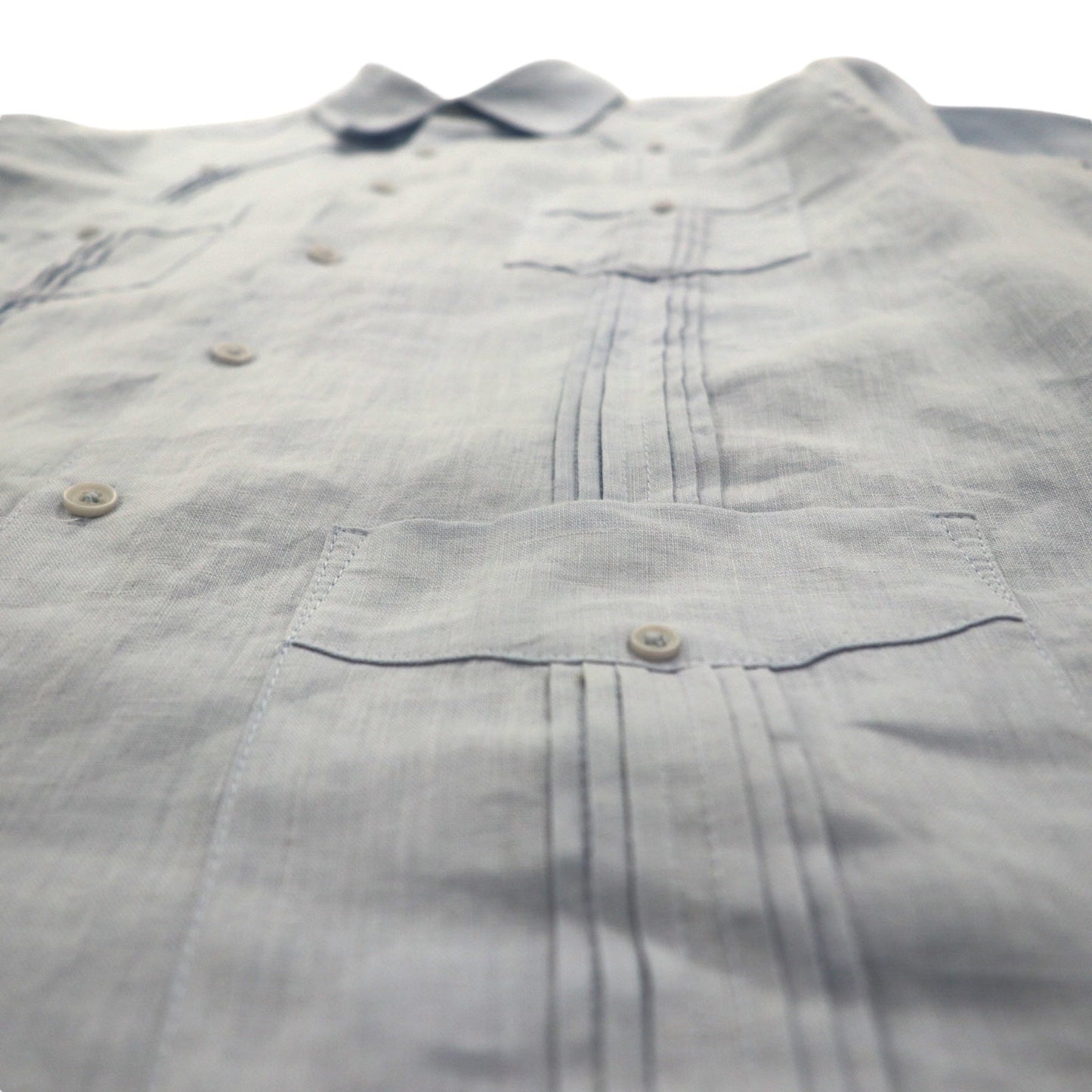 Vintage Cuban Shirt キューバシャツ L ブルー リネン 4ポケット ボックスシルエット 麻 Tasso Elba