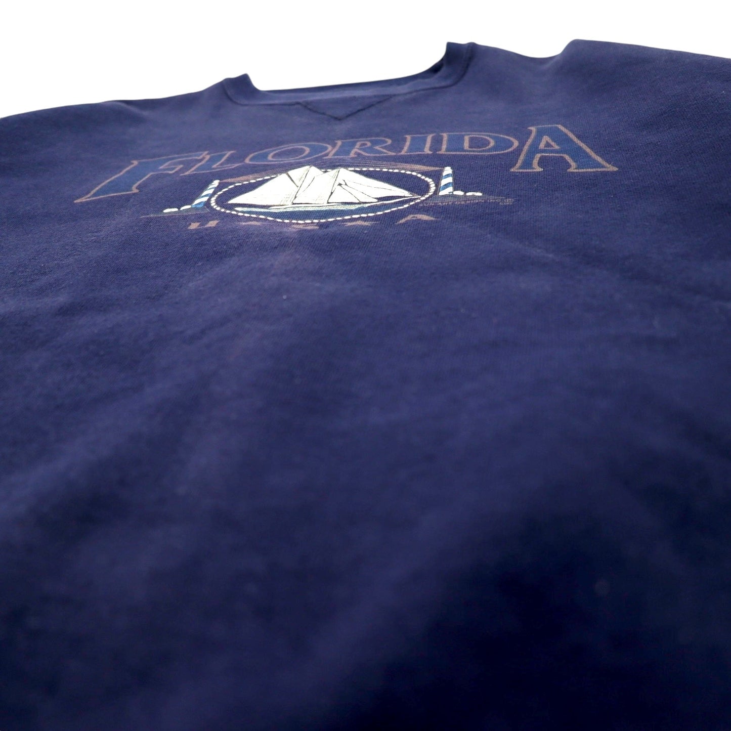 Made in the USA, 90s Santeee HVYWT Reverse Weave Sweatshirt, Size XL, Navy Cotton, Florida Print
