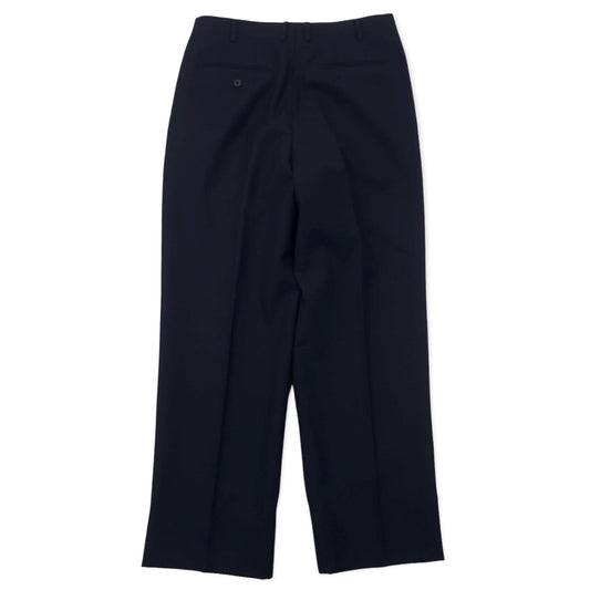 Burberry's Old Gabardine Tuck Wide Slacks, Size 88, Navy Wool, Made in Japan