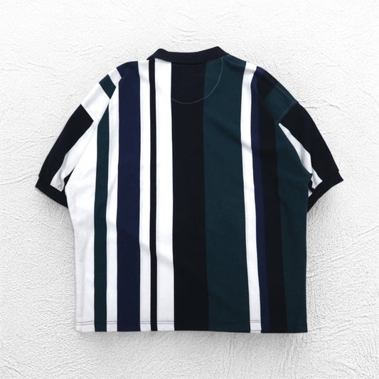 90年代 HARBOR BAY マルチストライプ ポロシャツ 4XL BIG ネイビー コットン ビッグサイズ