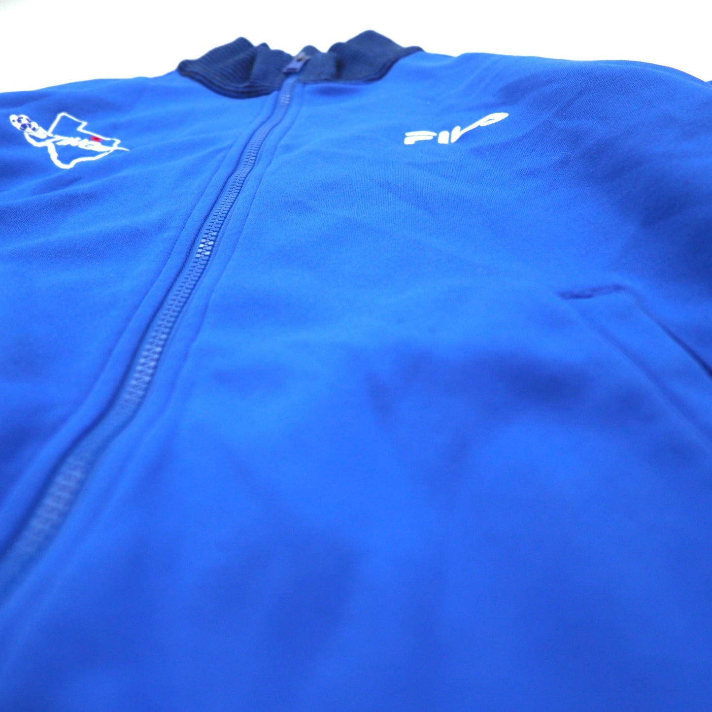 FILA 90s Rib Collar High Neck Track Jacket, Size L, Blue, Polyester