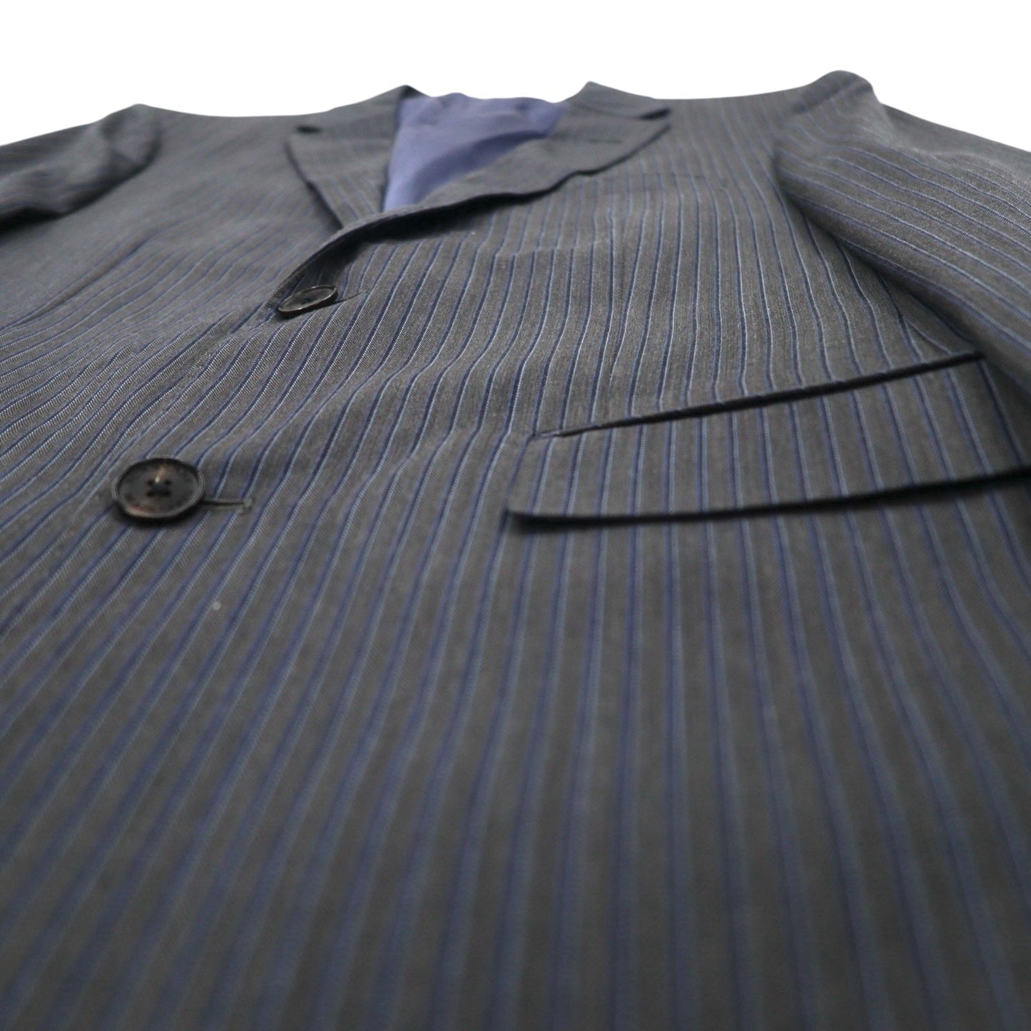 BURBERRY BLACK LABEL 2B テーラードジャケット スーツ S グレー ストライプ ウール 羊毛 D1H31-608-07