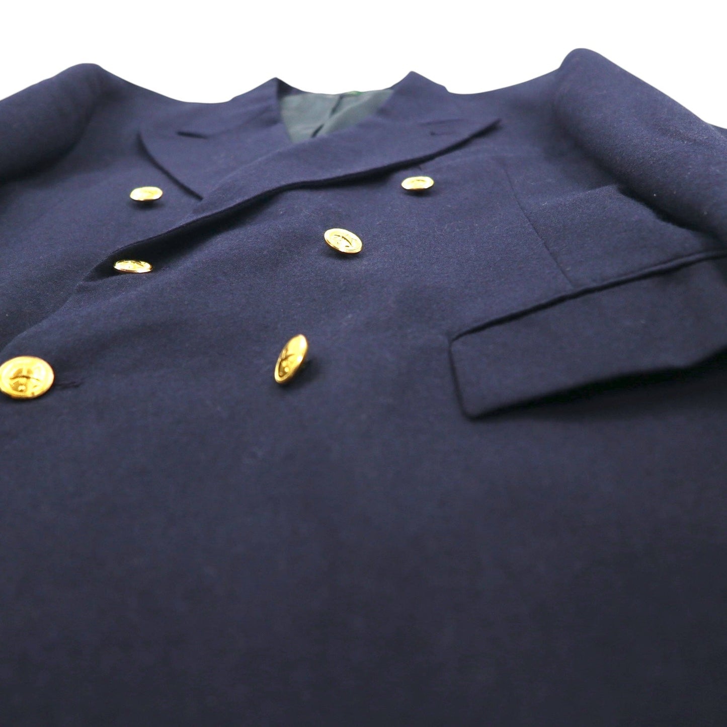 Polo Ralph Lauren 90年代 USA製 ダブル ブレザー テーラードジャケット M ピークドラペル 紺ブレ 金ボタン ギャバジン