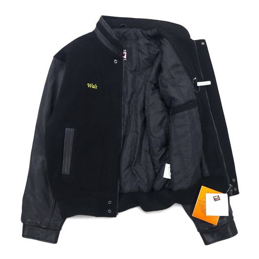 CANADA SPORTSWEAR Leather Sleeve Stadium Jacket, Size L, Black, Wool and Cowhide, NUHN Embroidery, Unused