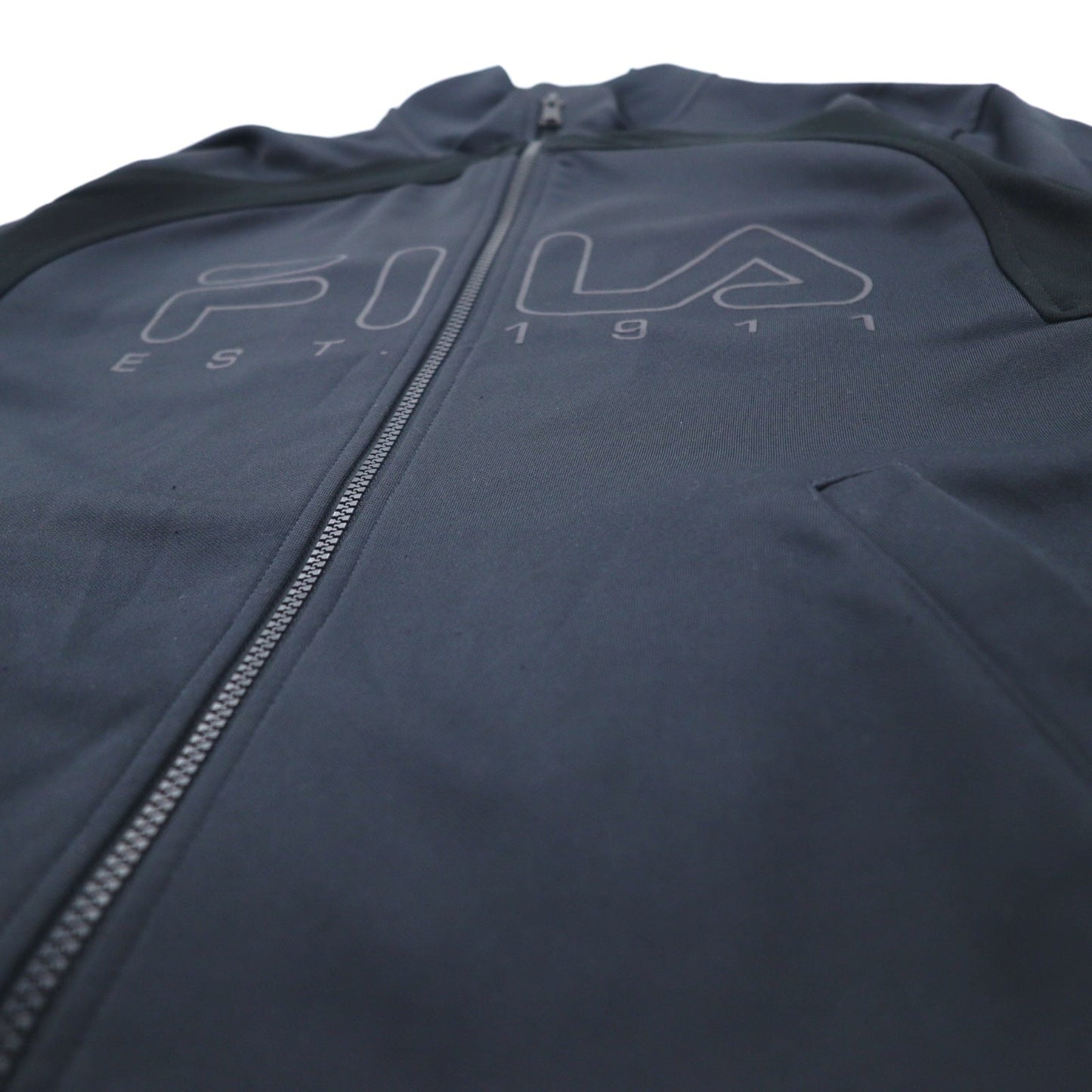F-BOX by FILA High Neck Stand Collar Track Jacket, Size M, Navy, Logo Print