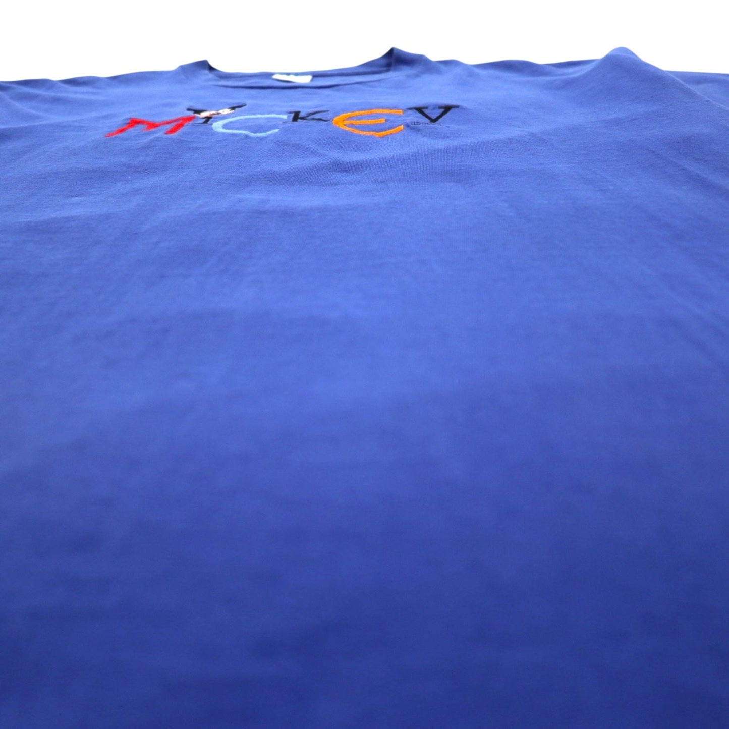 Velva Sheen 90s USA Made Mickey Mouse Embroidered T-Shirt, Blue, XL, Disney
