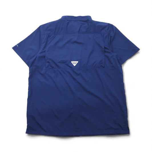 Columbia PFG オムニシェード OMNI-SHADE スラックタイドキャンプシャツ フィッシングシャツ XL ネイビー ポリエステル FM7042