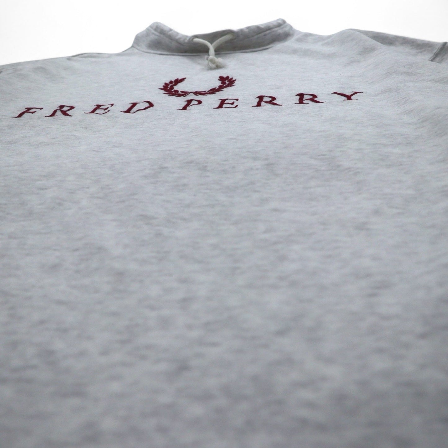 FRED PERRY 90s Drawcord High Neck Sweatshirt, Size L, Gray, Bottle Neck, Made in Japan