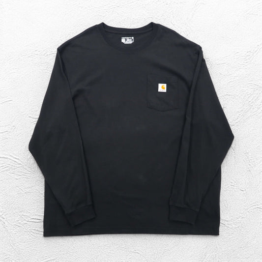 Carhartt Loose Fit Long Sleeve T-Shirt with Pocket, Size 2XL, Black, K126, Made in Guatemala