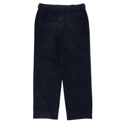 BURBERRY Wide-leg Tucked Corduroy Pants, Size 46, Navy, Cotton, Made in Spain