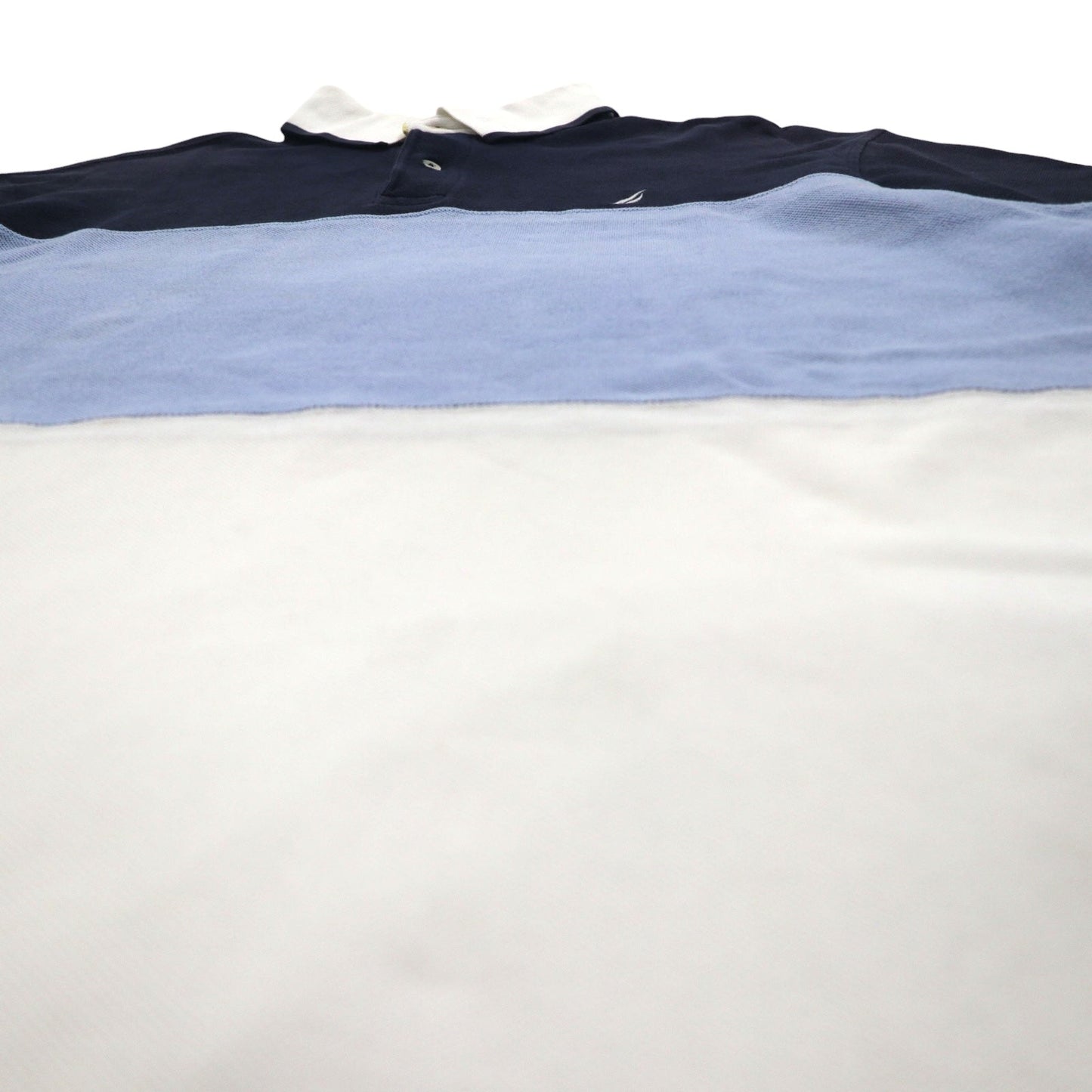 NAUTICA Polo Shirt, XL, Navy Blue, White, Cotton, Pique, One-Point Logo Embroidery