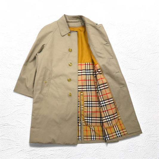 Burberry's 80s Balmacaan Coat, Size M, Beige, with Detachable Nova Check Lining