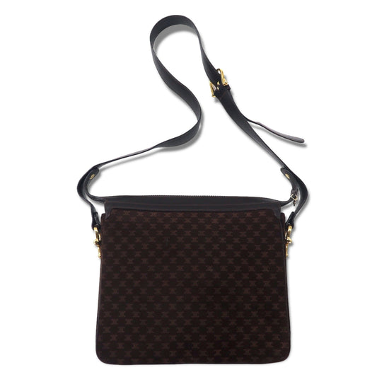 CELINE オールド マカダム ショルダーバッグ ブラウン スエードレザー トリオンフ ロゴプレート イタリア製