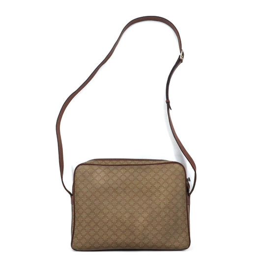 CELINE イタリア製 オールド マカダム柄 ショルダーバッグ ベージュ レザー 総柄 ロゴ ririジップ M07