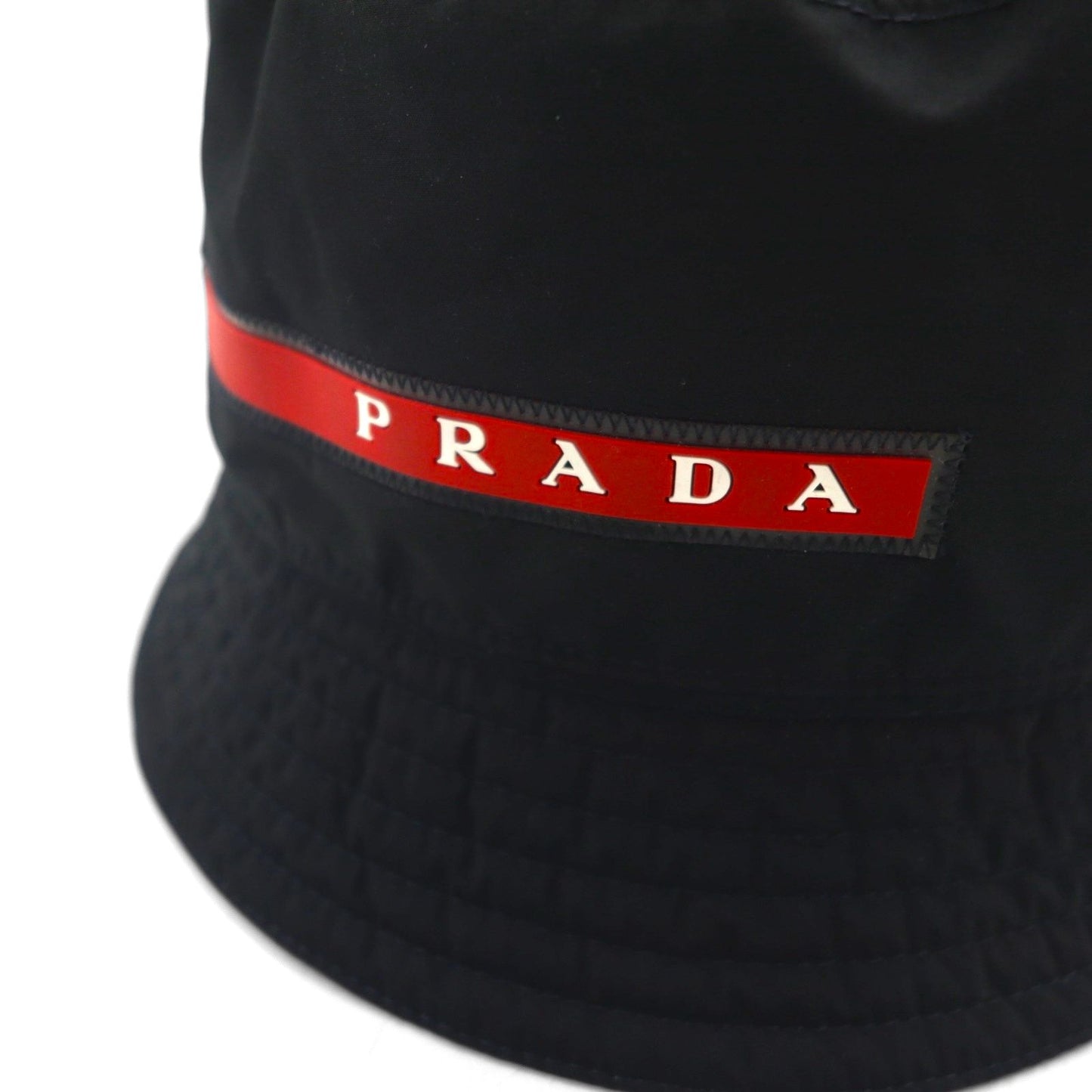 PRADA テクニカル ファブリック バケットハット ブラック リネアロッサ スポーツ イタリア製
