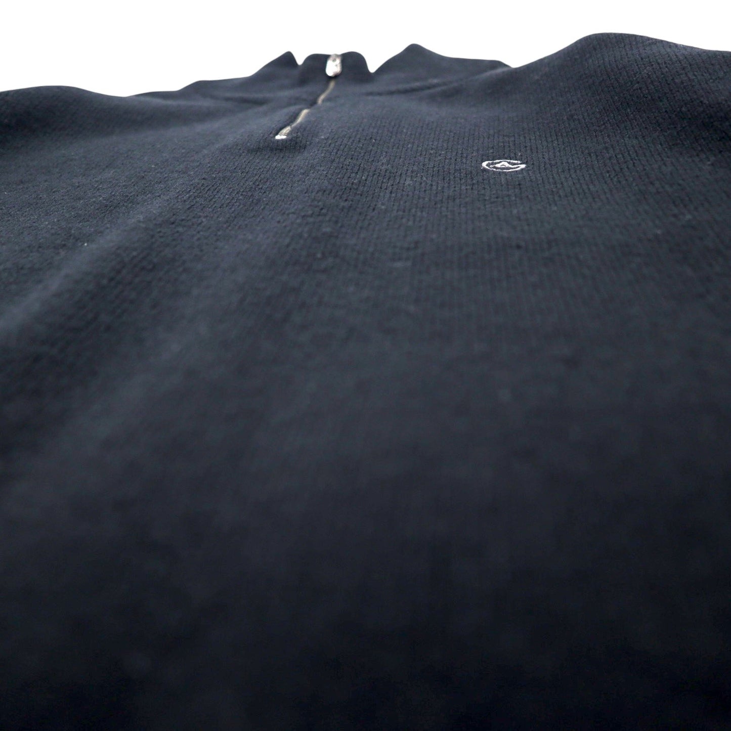 ARMANI COLLEZIONI Made in Slovakia Half-Zip Lambswool Knit Sweater, Size XL, Black, with Embroidered Logo