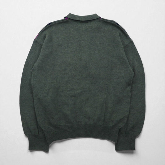 Christian Dior SPORTS 90年代 日本製 ポロニット セーター M チャコール ウール アーガイル